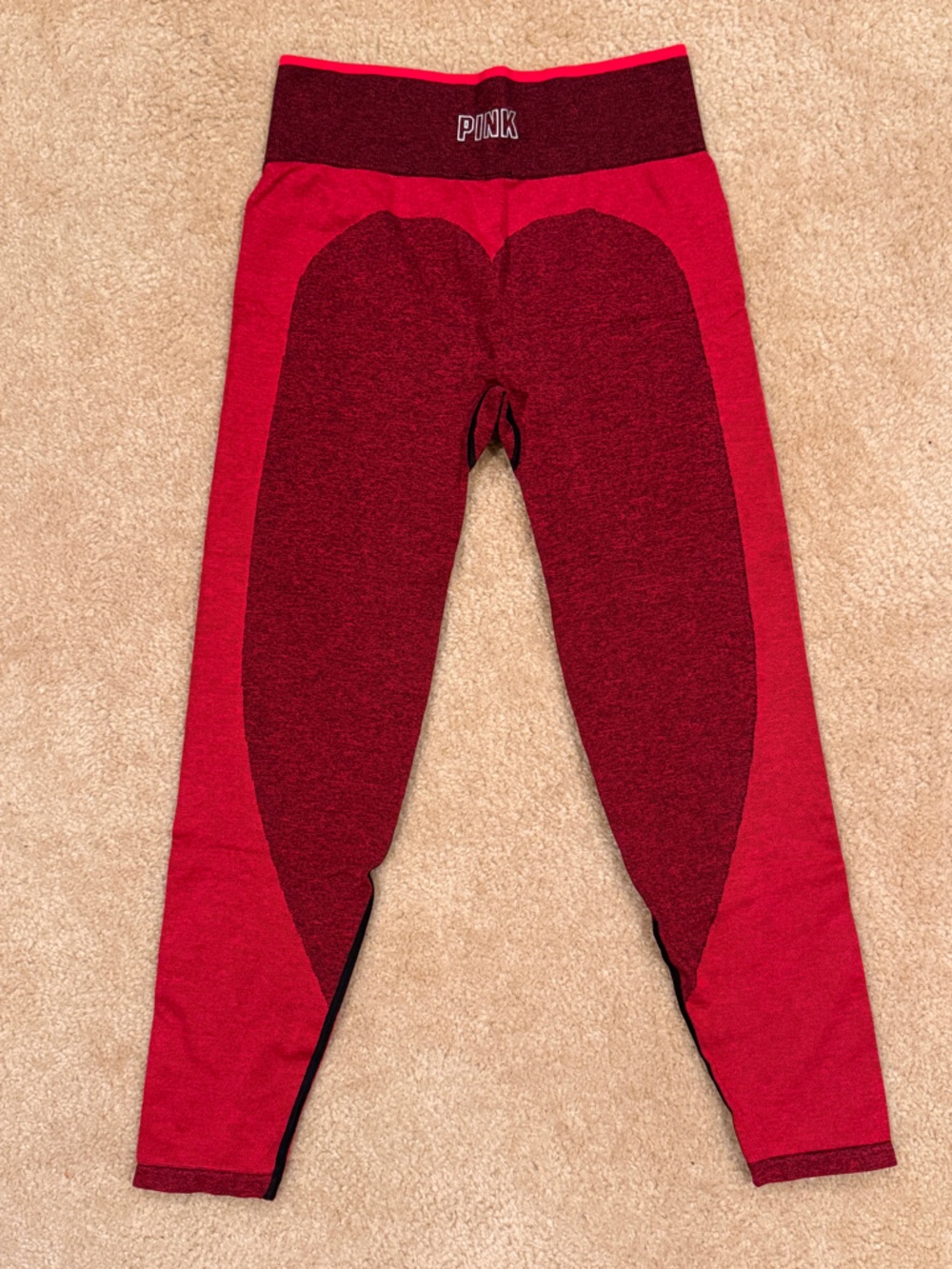 PINK Victoria's Secret Two-Tone Red Seamless Leggings